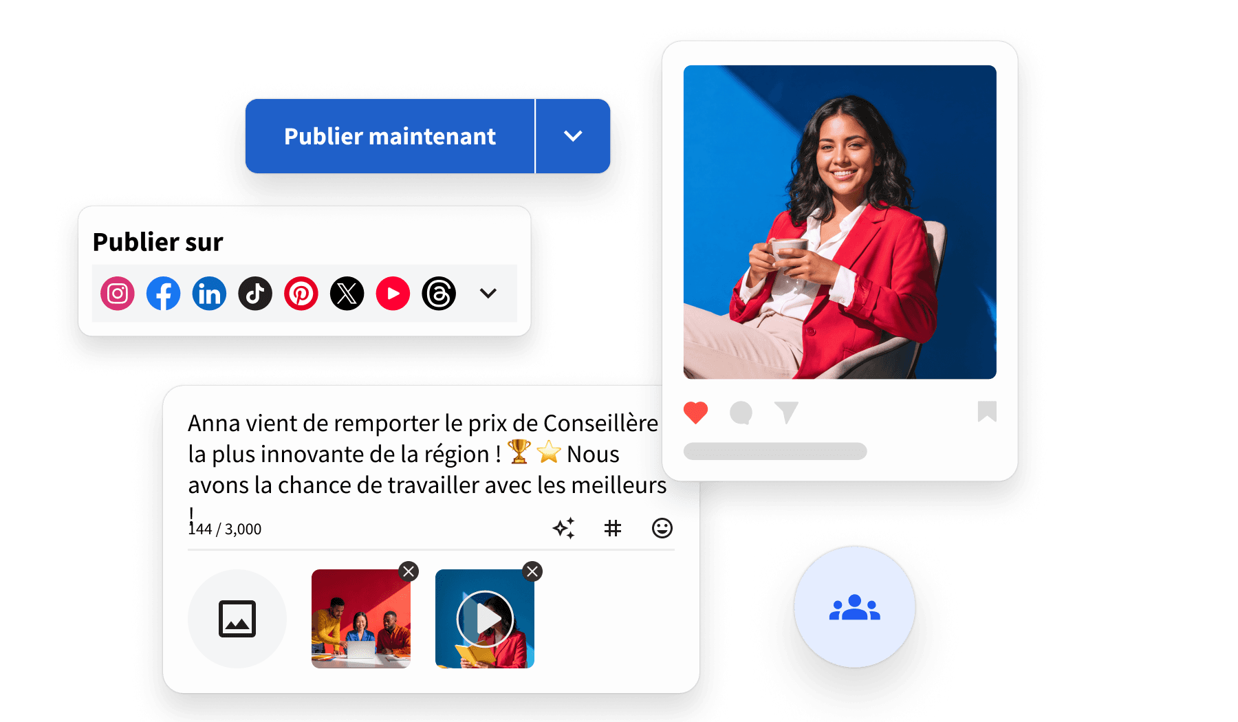 Tableau de bord Hootsuite Amplify avec des objectifs de partage hebdomadaires
